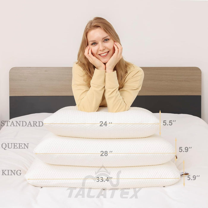 Talatex Talalay 100% Natural Premium Latex Pillow, Soft Pillow Helps Relieve Pressure, No Memory Foam Chemicals, Perfect Package Best Gift with Removable Tencel Cover