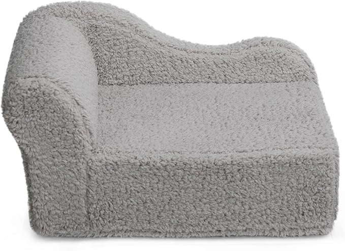 Hollypet Orthopedic Dog Bed - Pet Couch Bed, Calming Dog Beds for Medium Large Dogs & Cats Sleeping, Sherpa Fleece Chair for Lounger, Durable Dog Beds with Removable Washable Cover, Gray, Medium