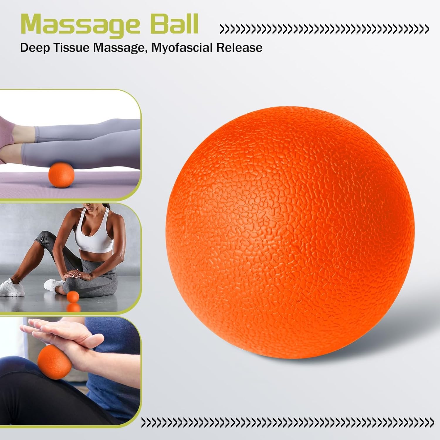 Krightlink 5-in-1 Foam Roller Set, Massage Roller Stick, Massage Ball, Resistance Band for Deep Muscle Massage, Trigger Point Release, Pilates, Yoga (Orange)