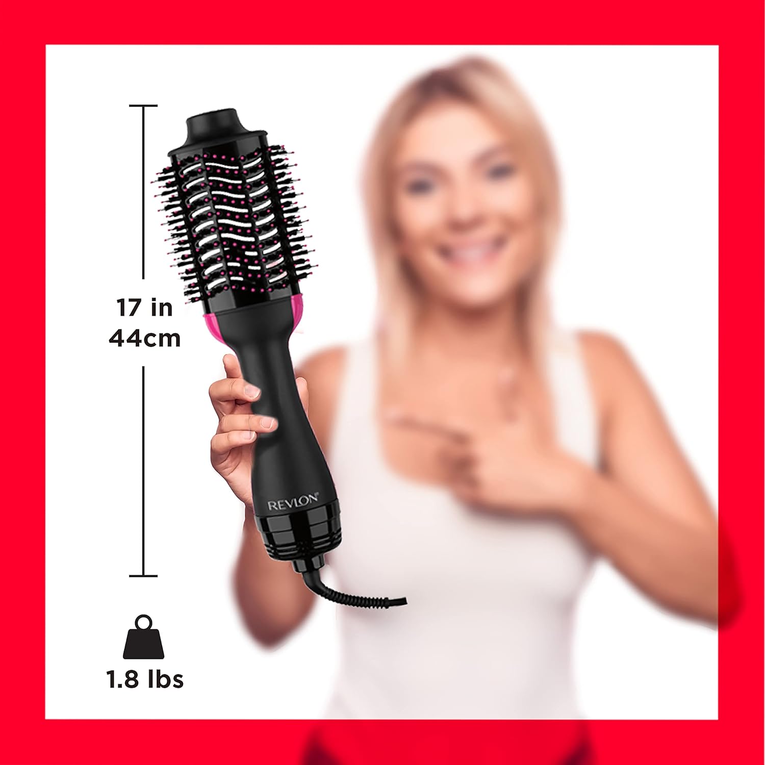 Revlon RVDR5222F One-Step Volumizer and Ionic Hair Dryer with Advanced Tourmaline Ionic Technology, Hot Air Brush, Less Frizz, Multiple Heat Settings, Black