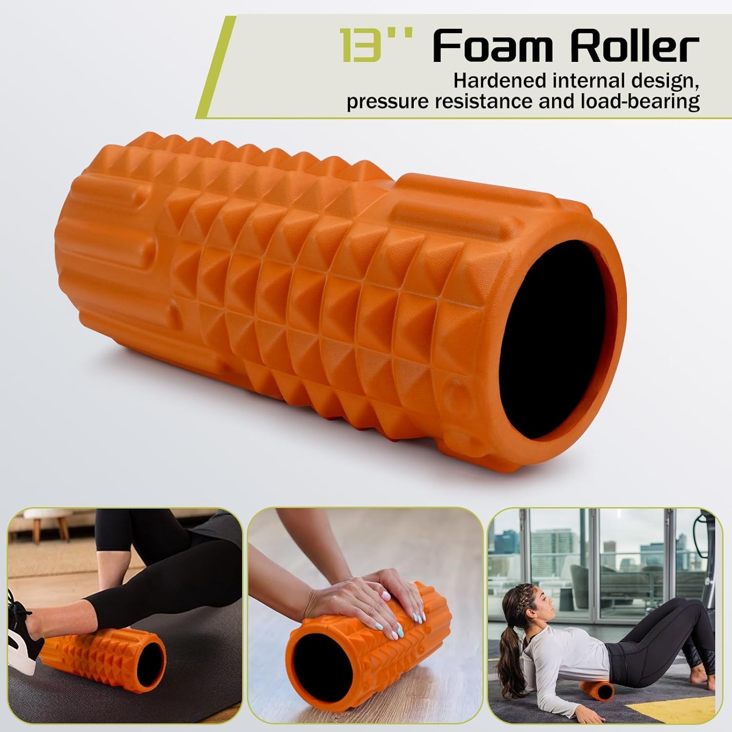 Krightlink 5-in-1 Foam Roller Set, Massage Roller Stick, Massage Ball, Resistance Band for Deep Muscle Massage, Trigger Point Release, Pilates, Yoga (Orange)