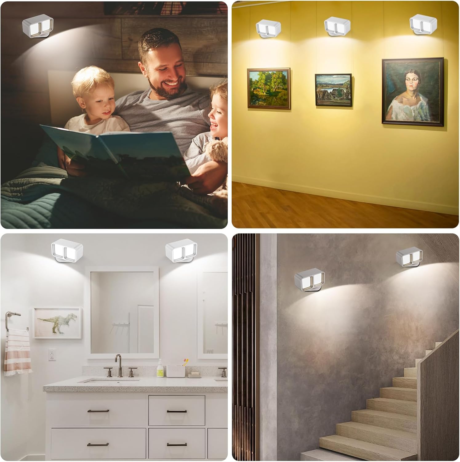 Wall Lights,Battery Operated Wall Sconces with 3 Color Temperatures & 3 Brightness Levels, 360°Rotation Wall Mount Light with Touch&Remote Control,Timer, Wall Lamp for Bedside Mural