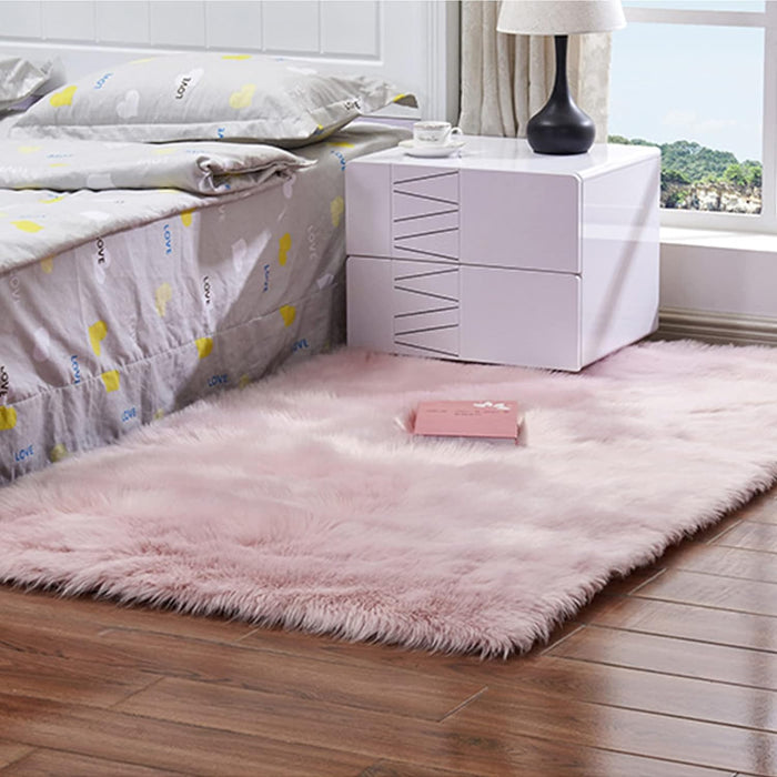 NeuWook Faux Fur Sheepskin Rug, Acrylic Soft Fluffy Shaggy Rugs, Hypoallergenic and Luxuriously Rugs for Babies Bedroom Sofa Floor (Pink, 60 x 90 cm)