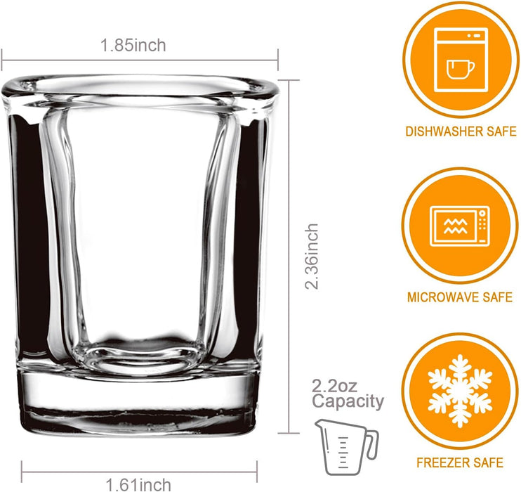 Shot Glasses Set with Heavy Base,2.2 oz Mini Square Whiskey Shot Glasses bulk, 40 pack Clear Espresso Shot Glass for Whiskey and Liqueurs,Ideal for Christmas,Halloween and Thanksgiving