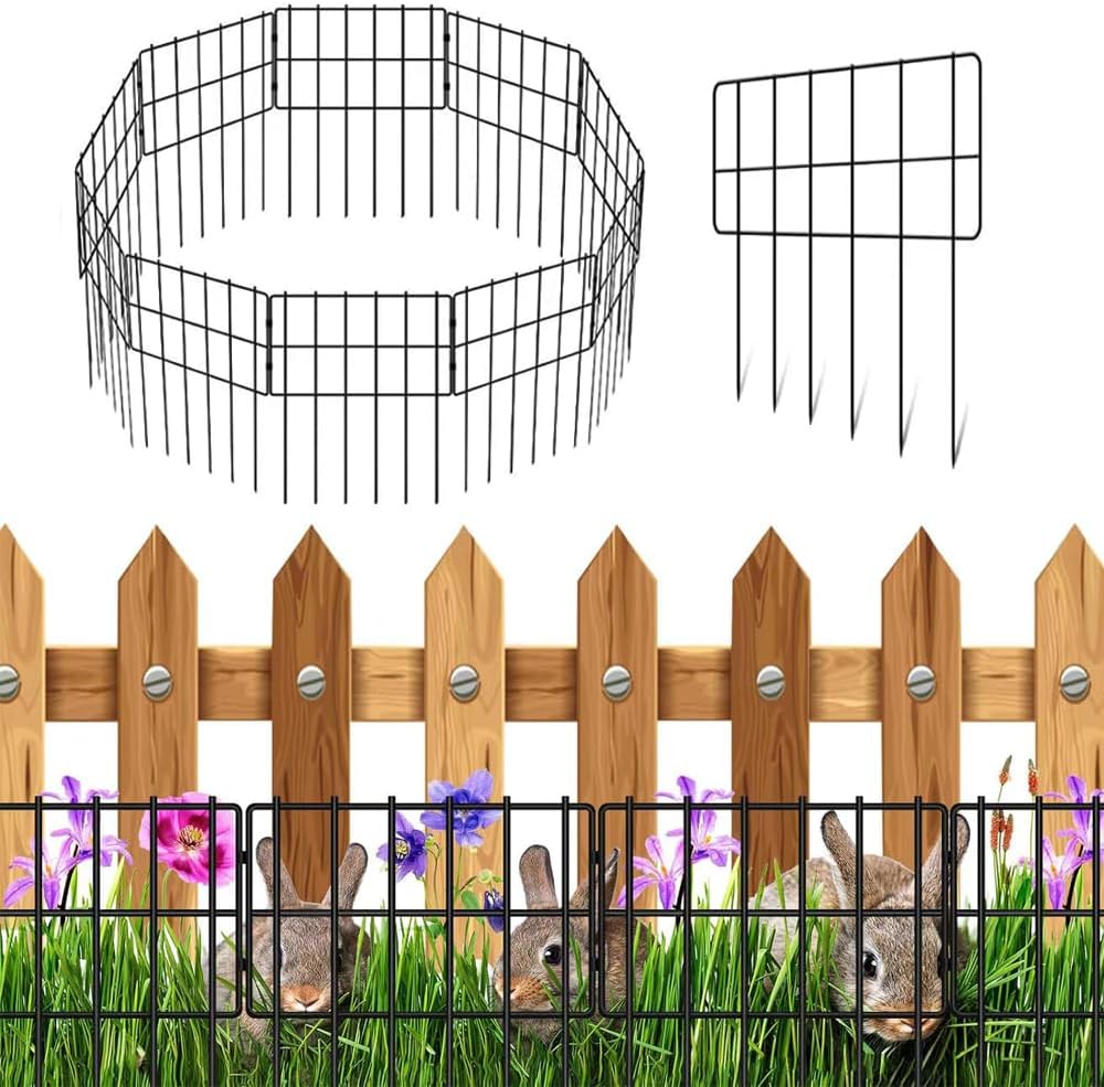 10 Pack No Dig Dog Animal Barrier Fence,17 in(H) X 10.8 Ft(L) Decorative Garden Fence,Rustproof Metal Wire Fencing Border Animal Barrier,Dog Rabbits Ground Fencing for Garden,Yard