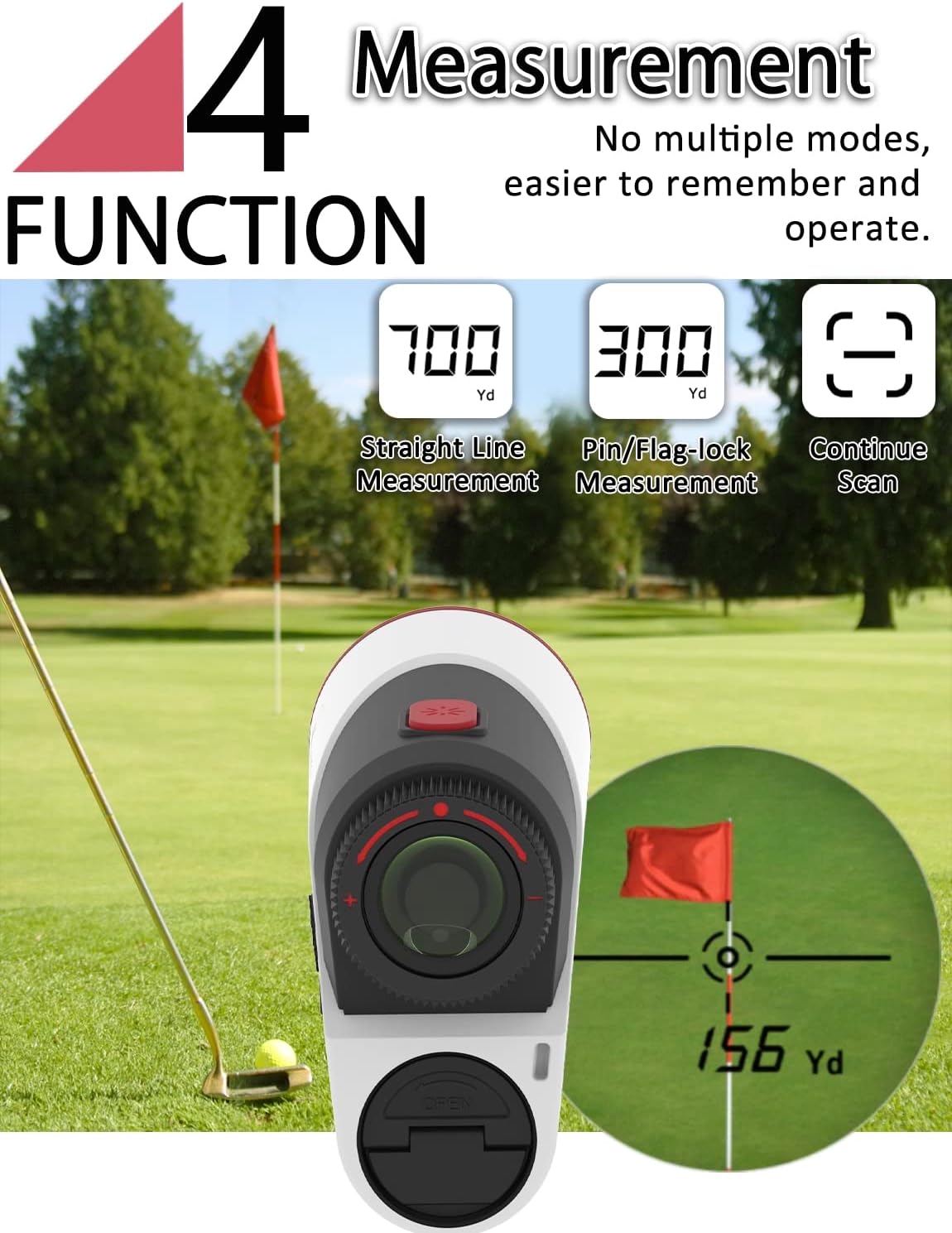 A300 Golf Yardage Rangefinder with Slope Switch, Rubber Surface Mini Portable Laser Distance Range Finder, Wide View, More Accurate and Fast Focus System, Designed for Professional Golfers