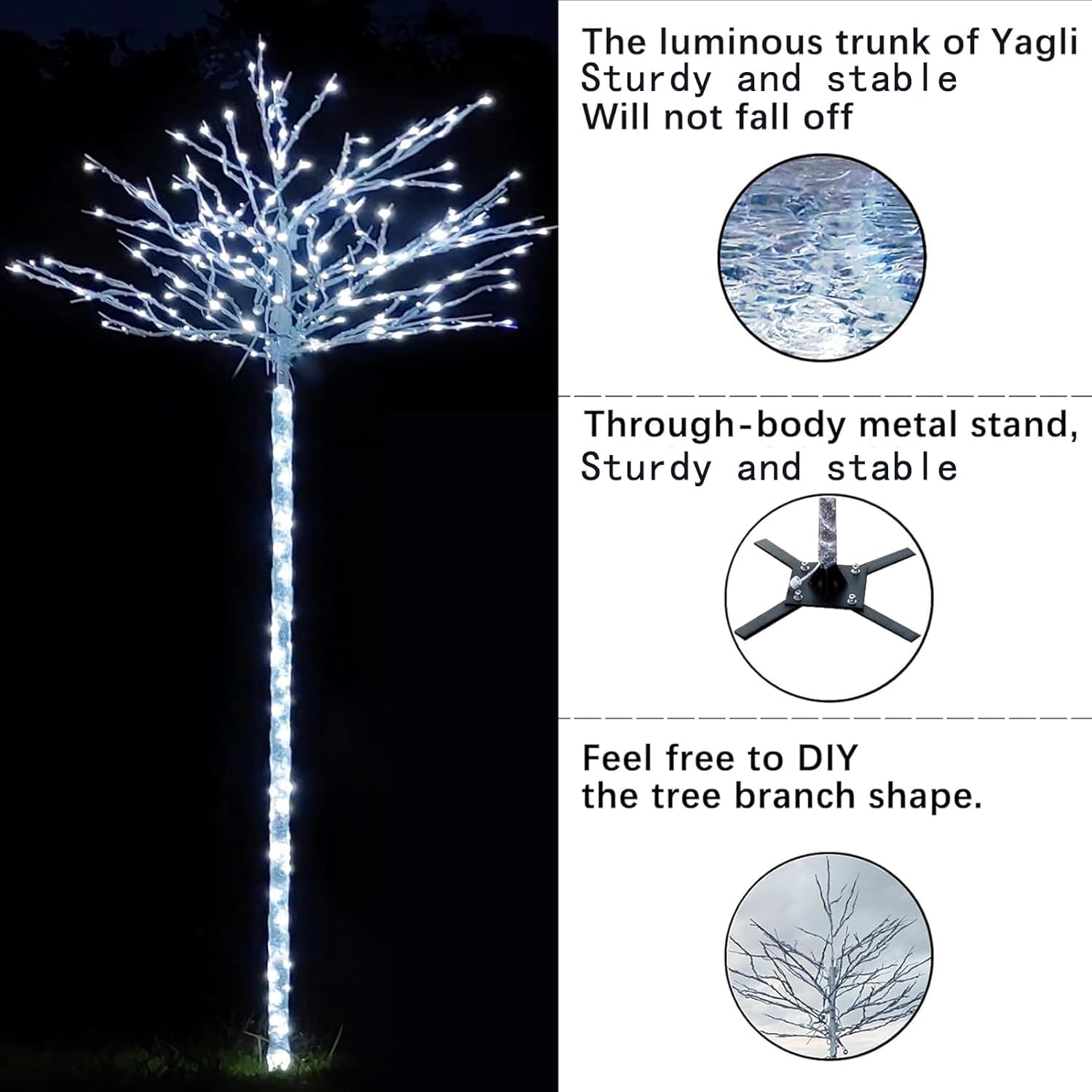 Fairyrain Lighted Birch Tree Artificial Tree Christmas Lights Suitable for Halloween Home Party Decoration Wedding Lawn Patio 8FT Warm White/White