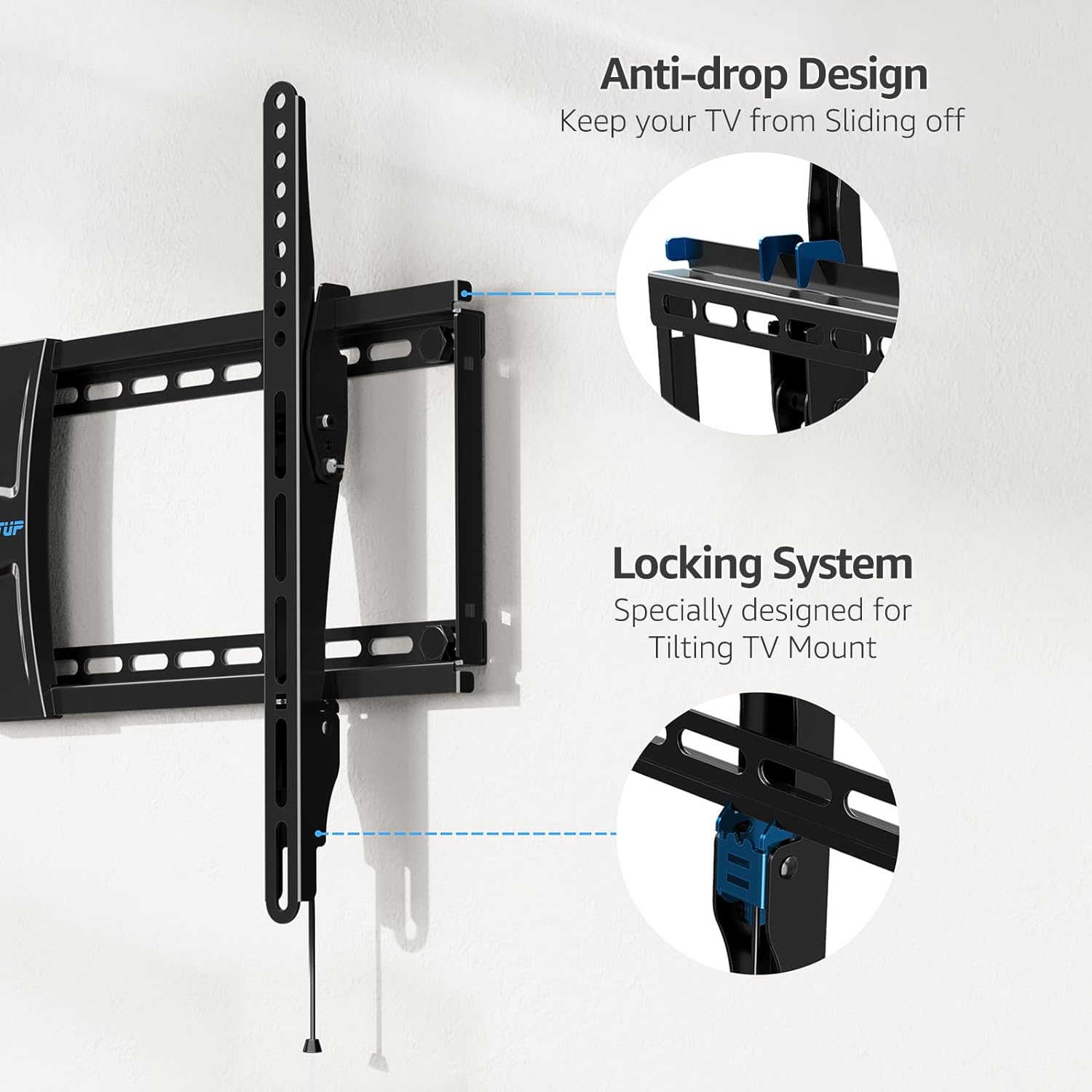 MOUNTUP UL Listed TV Wall Mount, Tilting TV Mount Bracket for Most 37-75 Inch Flat Screen/Curved TV Low Profile Wall Mount Saving Space Max VESA 600x400mm Hold up to 99 lbs Fit 16" 18" 24" Stud MU0008