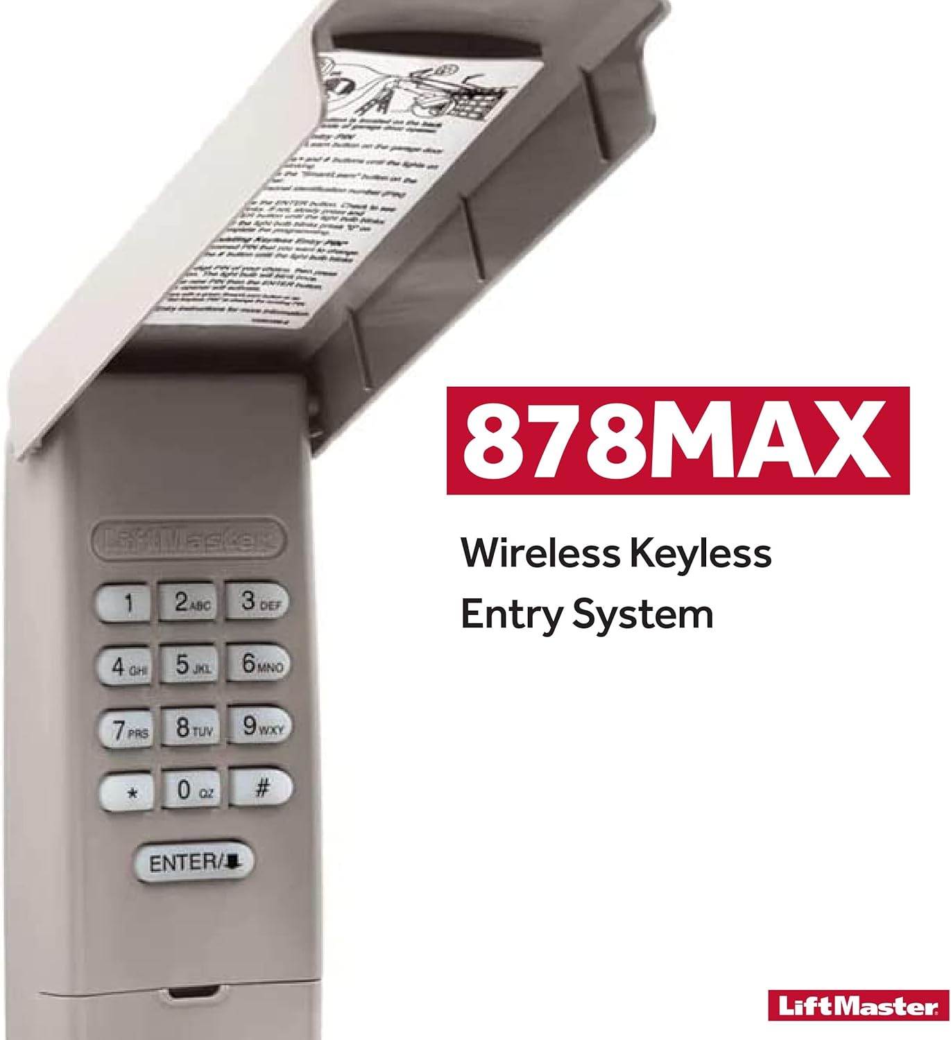 LiftMaster 878MAX Garage Door Keypad Wireless and Keyless Entry System for Easy Entry