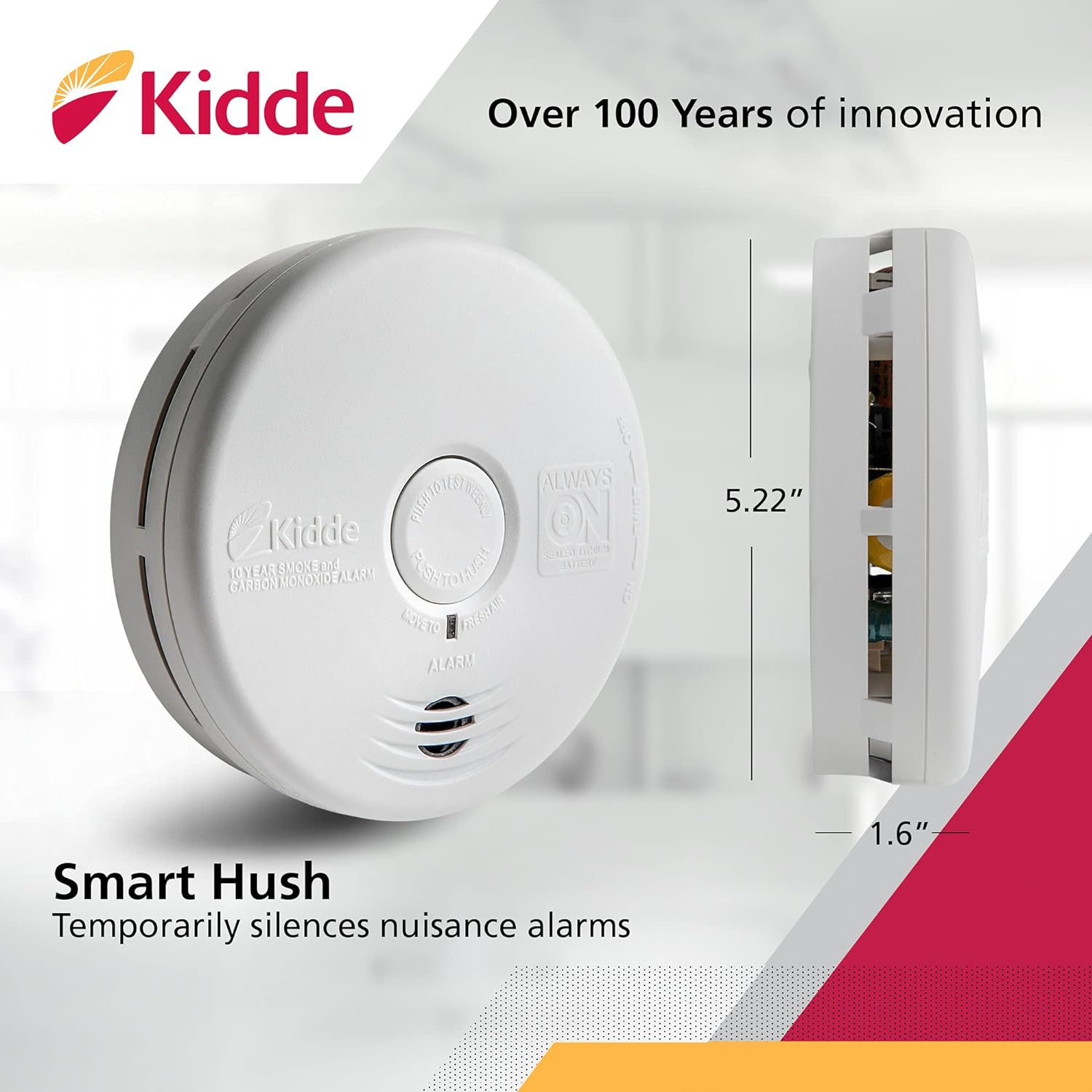 Kidde P3010k-CO 10 Year Smoke Alarm and Carbon Monoxide Detector Photoelectric Kitchen