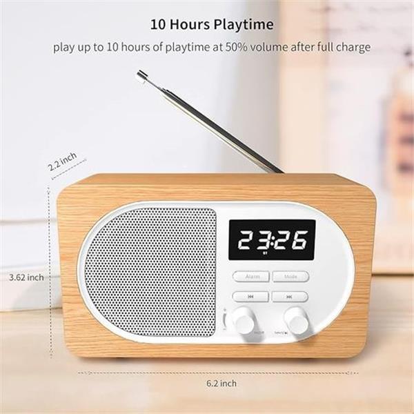 Bedside Radio Bluetooth Speaker, Retro Bedroom Clock Radio with Stereo Sound and USB Charging P