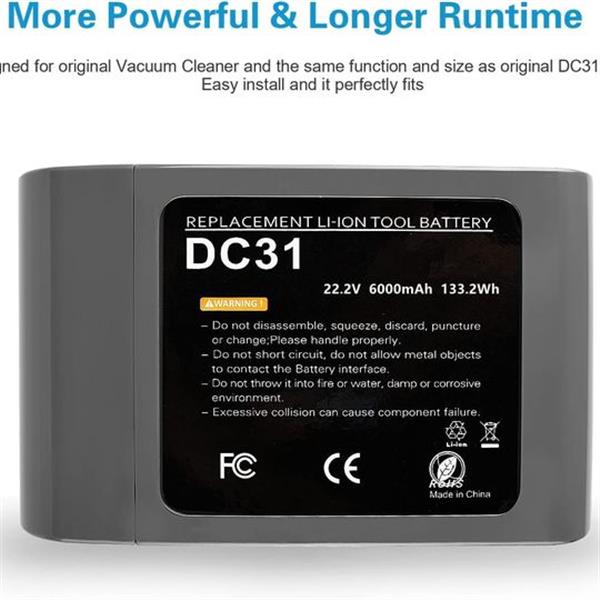 22.2V 4000mAh DC31 Battery Replacement for DC31 DC34 DC35 DC44 DC45 917083-01 Battery Handheld