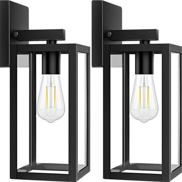 2-Pack Outdoor Light Fixtures Wall Mount, Waterproof Exterior Wall Lanterns with Clear Glass, A