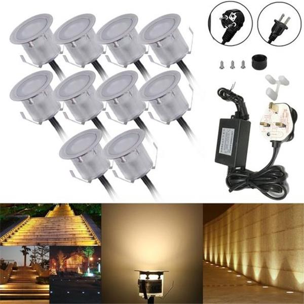 10PCS 32mm Outdoor Waterproof LED Deck Light Kit Landscape Recessed Lighting for Step Stair Yar