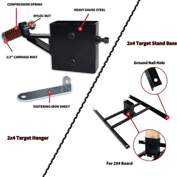 Highwild Target Stand System - AR500 Steel Hostage Reactive Shooting Target 3/8" Thick with 2x4