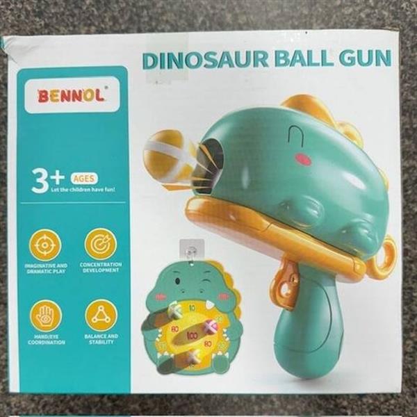 * BENNOL * DINOSAUR BALL GUN -- WITH TARGET -- IMAGINATIVE PLAY