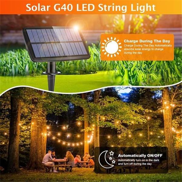 JESLED Solar String Lights Outdoor, 30ft G40 Globe Patio Lights with 15+1 Waterproof Shatterpro