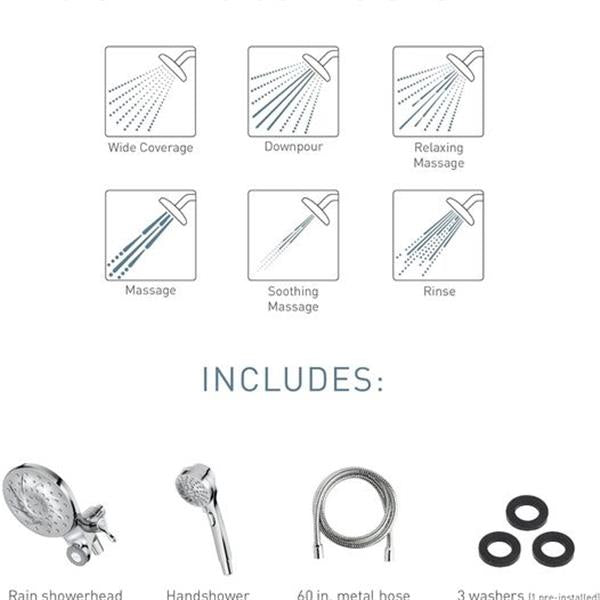 Moen 26009 Engage Magnetix 2.5 GPM Handheld/Rain Shower Head 2-in-1 Combo Featuring Magnetic Do