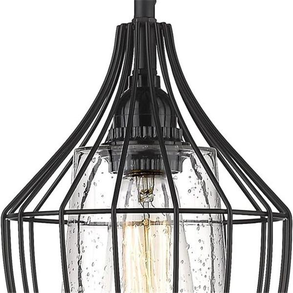 Mini Pendant Light, FOITTON Hanging Light Fixture with Adjustable Cords, Seeded Glass Shade, Me