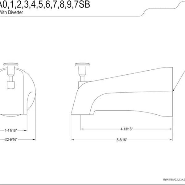 KINGSTON Brass K188A5 Designer Trimscape Showerscape 5" Tub Spout with Diverter, Oil Rubbed Bro