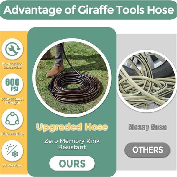 Giraffe Hybrid Garden Hose 5/8" x 50ft, Custom Length, NO Kink, Flexible, Leakproof Hose