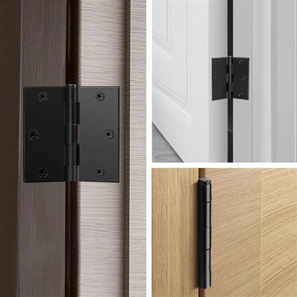 KNOBWELL 40 Pack Matte Black Door Hinges Interior Door Hinges, 3.5 Inch X 3.5 Inch Door Hinges