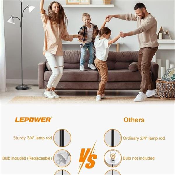 LEPOWER Floor Lamps for Living Room, Standing Lamp with Replaceable 3000K Energy-Saving LED Bul