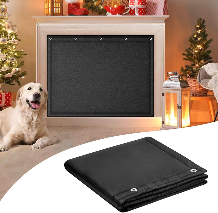 CADARA Fireplace Blocker Blanket Stops Overnight Heat Loss, Fireplace Draft Stopper Save Energy, Fireplace Cover Black (Smallest 33" W x 29" H)