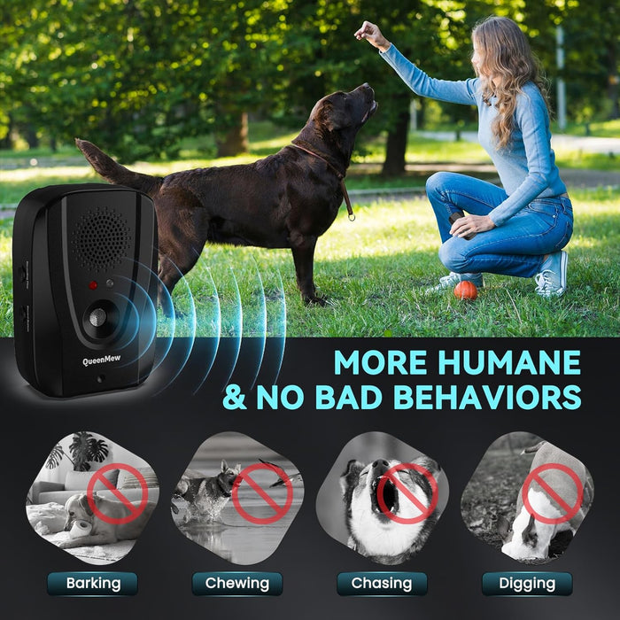 Anti Barking Device with Remote, Auto Anti-bark & 600FT Range Remote Training 2 in 1 Bark Control Device, Waterproof Outdoor Indoor Recording, Alarm, Dog Barking Deterrent Device