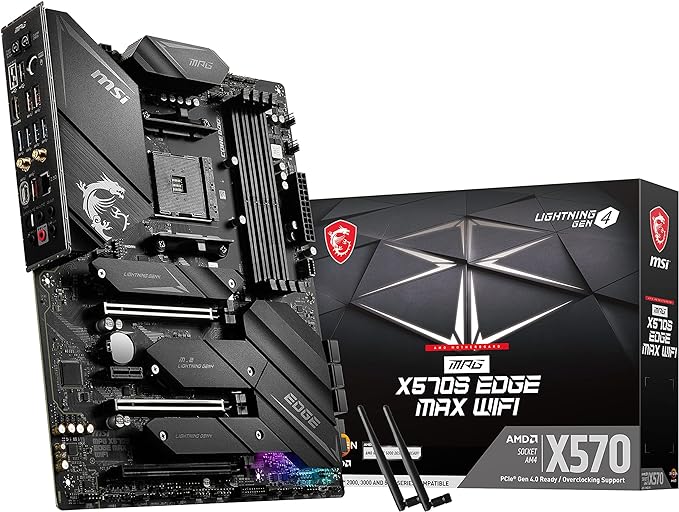 MSI MPG X570S Edge MAX WiFi Gaming Motherboard (ATX, AMD, Socket AM4. DDR4, PCIe 4, M.2 Slots, Wi-Fi 6E)