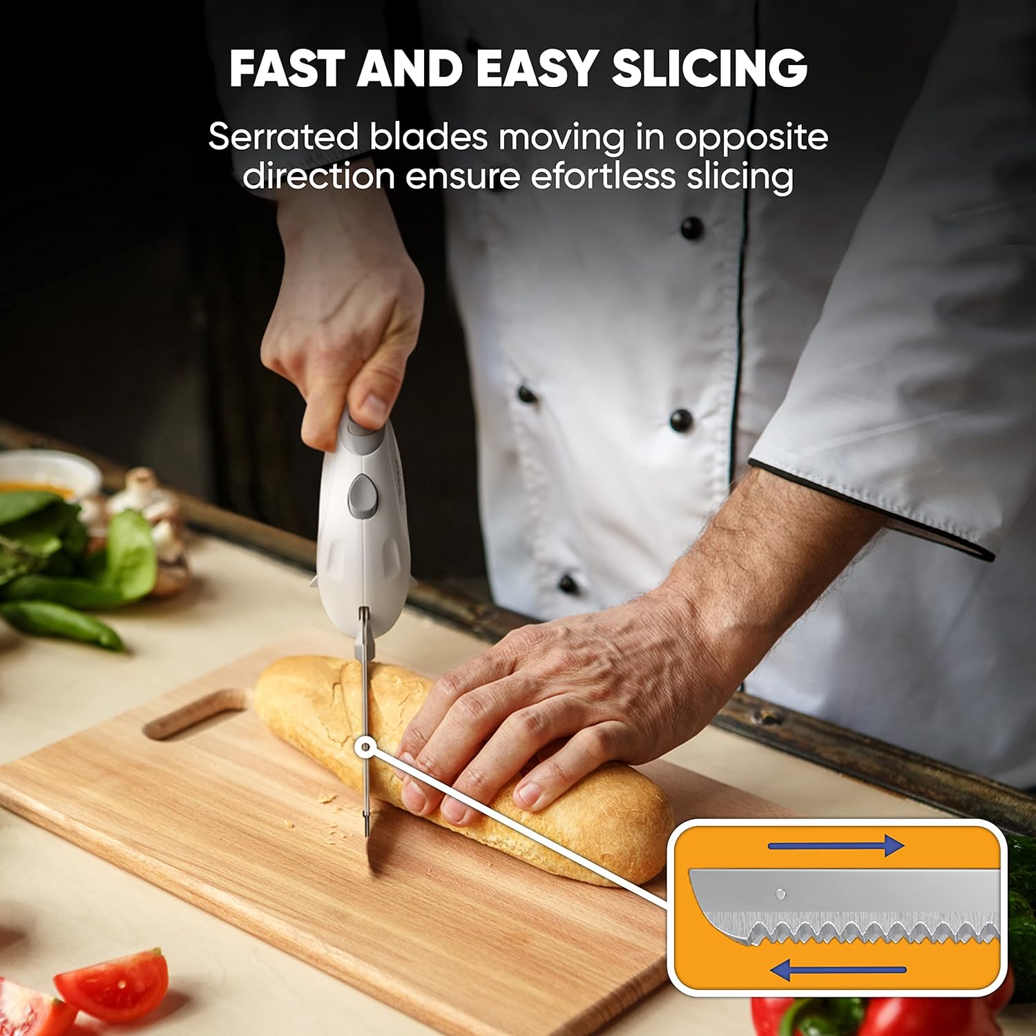 Electric Knife for Carving Meat, Turkey, Bread & More. Serving Fork and Carving Blades Included