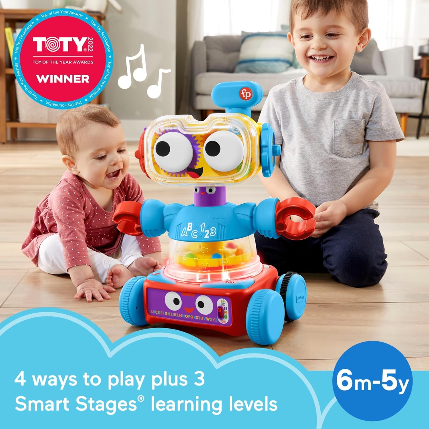 Fisher-Price Baby Toddler & Preschool Toy 4-in-1 Learning Bot with Music Lights & Smart Stages Content for Ages 6+ Months