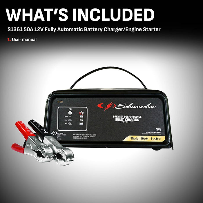 Schumacher SC1361 2/10/50A 12V Handheld Battery Charger