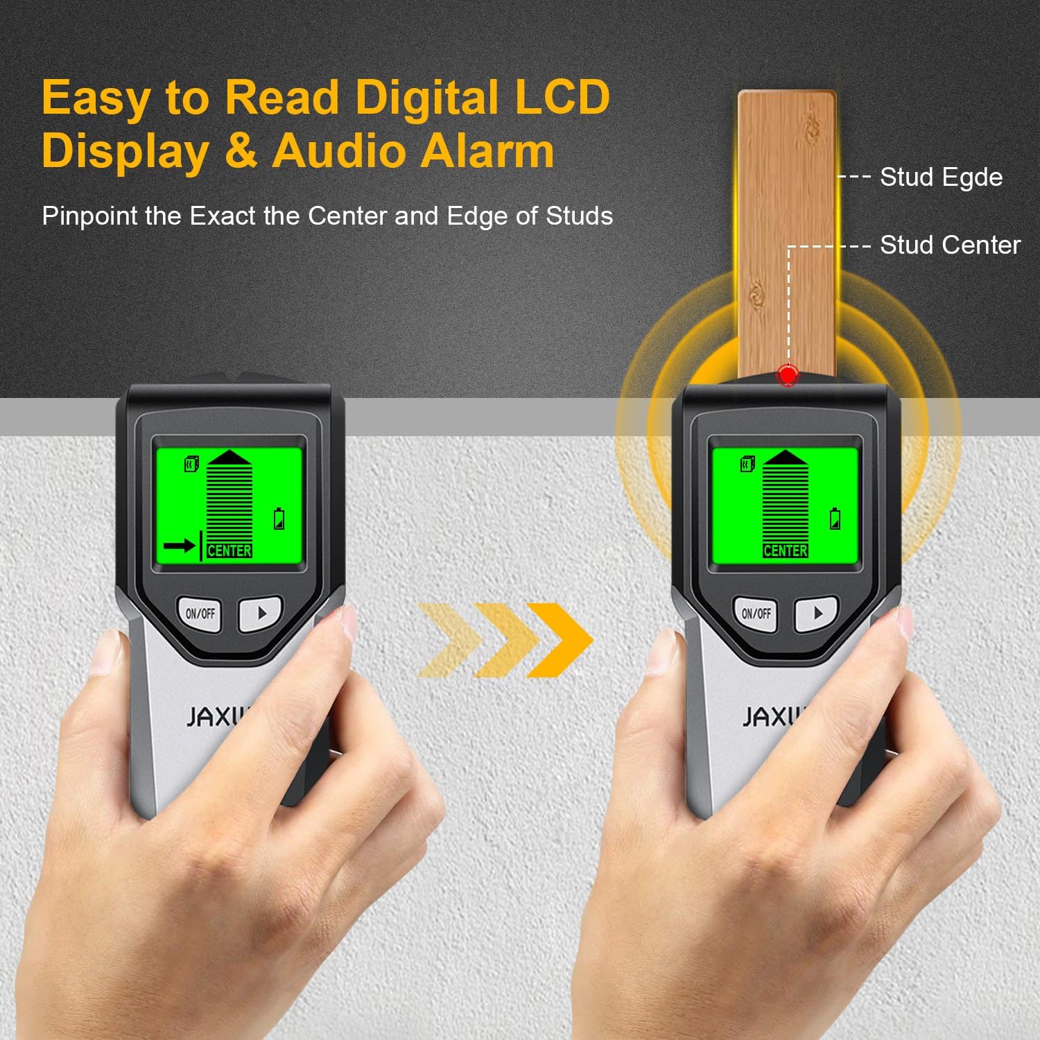 Stud Finder Wall Scanner - 5 in 1 Stud Detector with Intelligent Microprocessor Chip and HD LCD Display, Stud Sensor Beam Finders for the Center and Edge of Wood AC Wire Metal Studs Joist Pipe