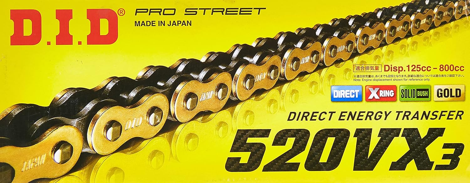 DID (520VX3GB-120) Gold 120 Link High Performance VX Series X-Ring Chain with Connecting Link