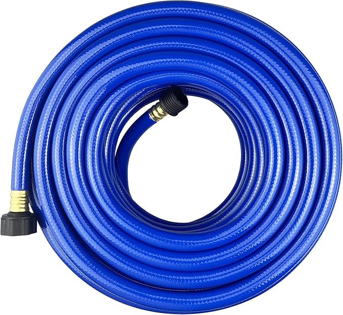 Darnassus PVC Garden Hose 1/2 Inch, Flexible Water Hose with Brass Fittings, No Leaking, Heavy Duty, for Household, Outdoors, Lawns, Patio (75 FT, Blue)