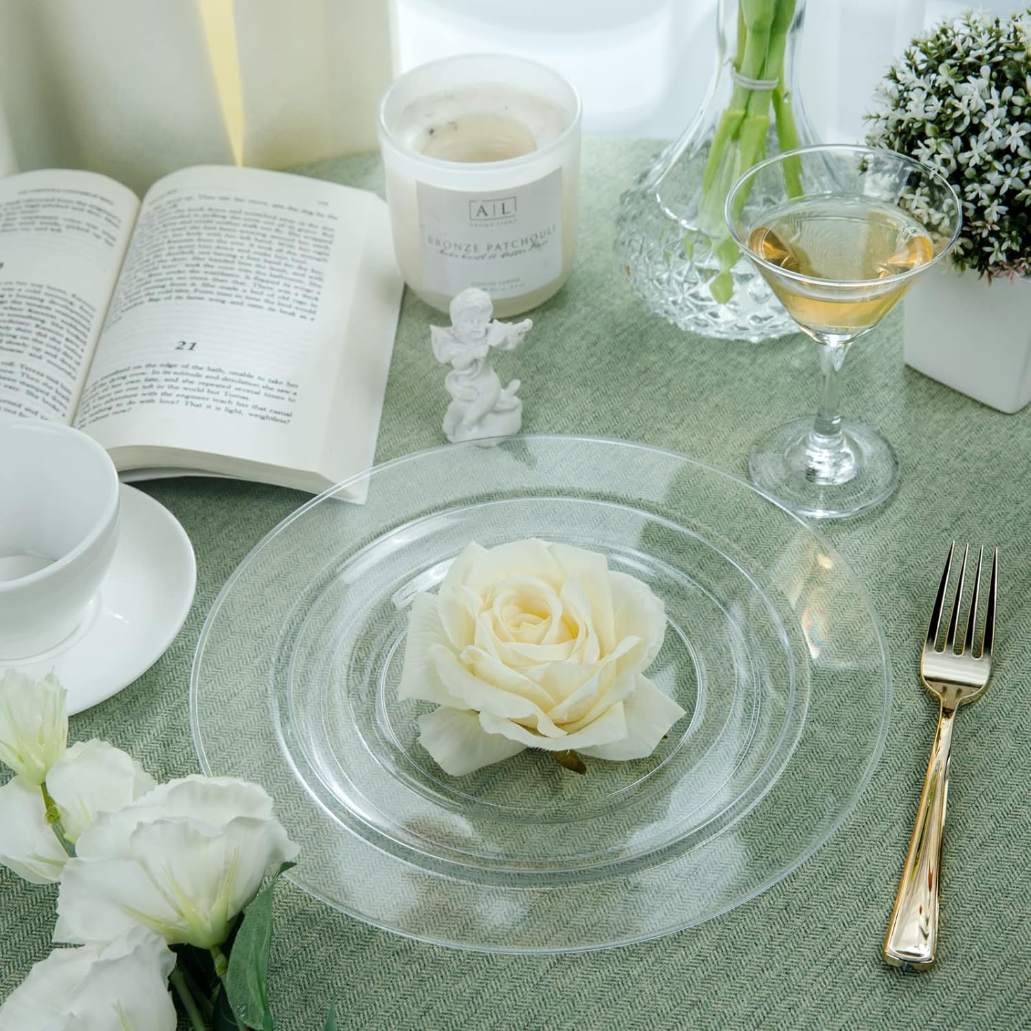 FLOWERCAT 60PCS Clear Plastic Plates - Disposable Clear Plates Heavy Duty for Party/Wedding - Include 30PCS 10.25inch Clear Dinner Plates and 30PCS 7.5inch Clear Dessert/Salad Plates