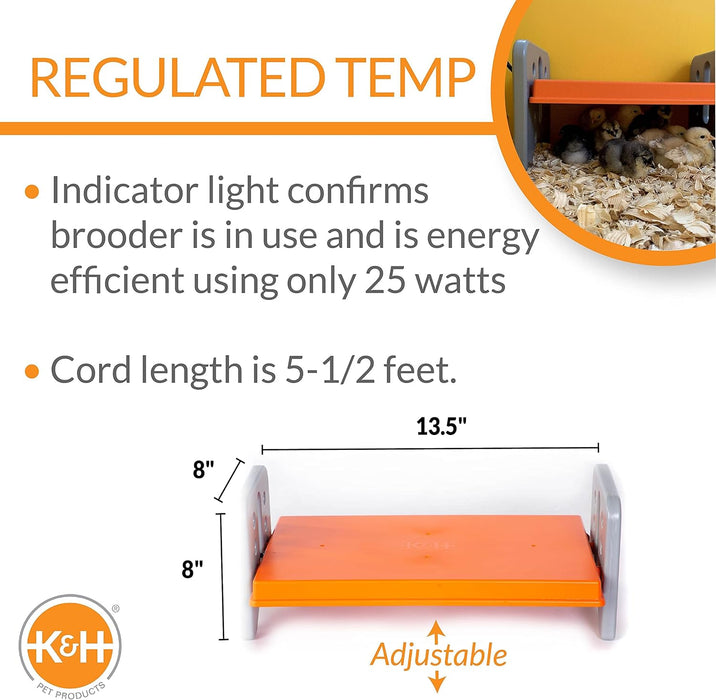 K&H Pet Products Thermo Chicken Brooder, Brooder Heater for Chicks, Chick Brooder Plate, Safe Alternative to Heat Lamp for Chickens - Gray/Orange Small 8 X 13.5 X 8 Inches, Durable,Unique
