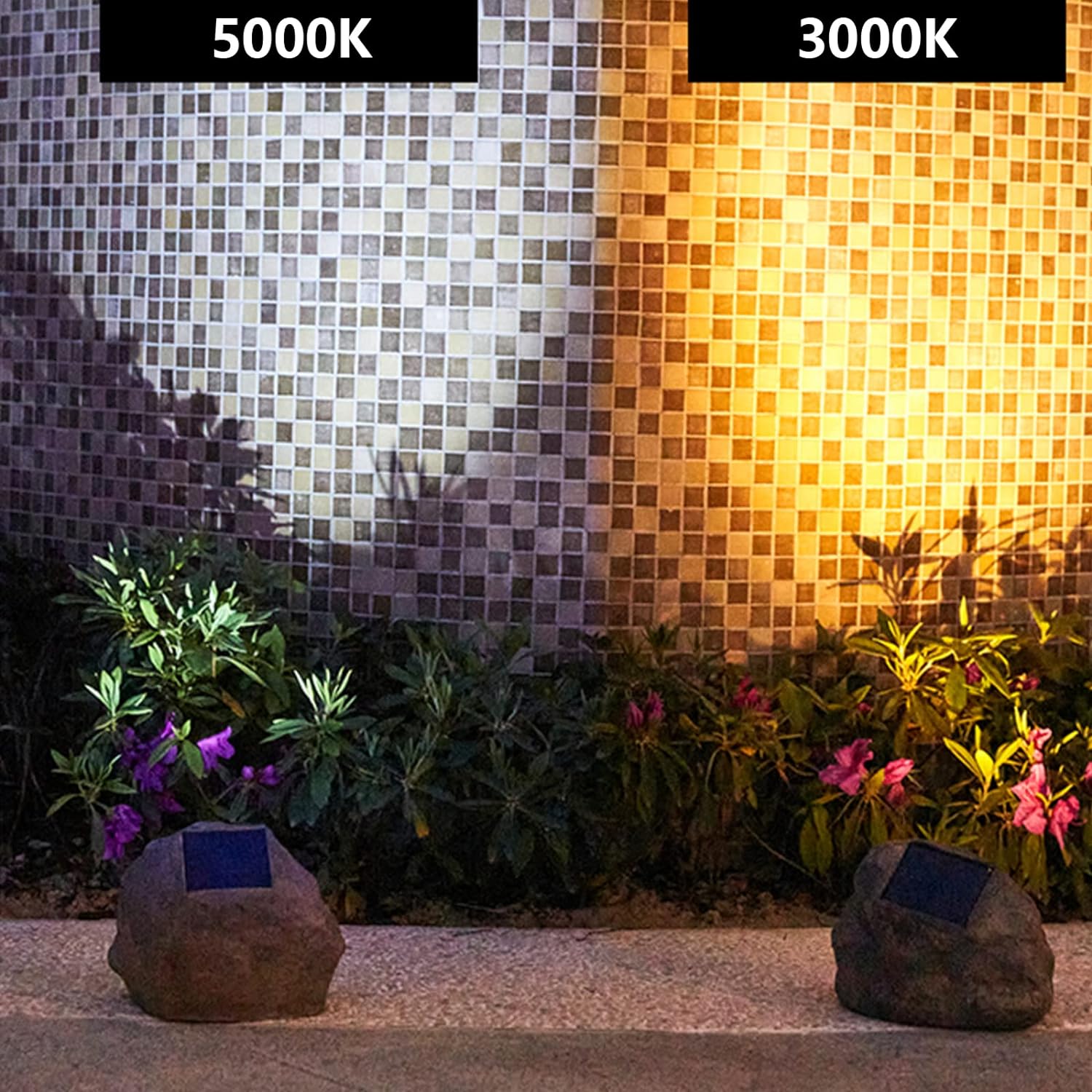 GOODFOEVER Rock Solar Garden Lights, Super Bright Solar Spot Lights, Solar Powered Landscape Lights Outdoor Decorative Waterproof LED Solar Lights for Pathway, Walkway, Yard