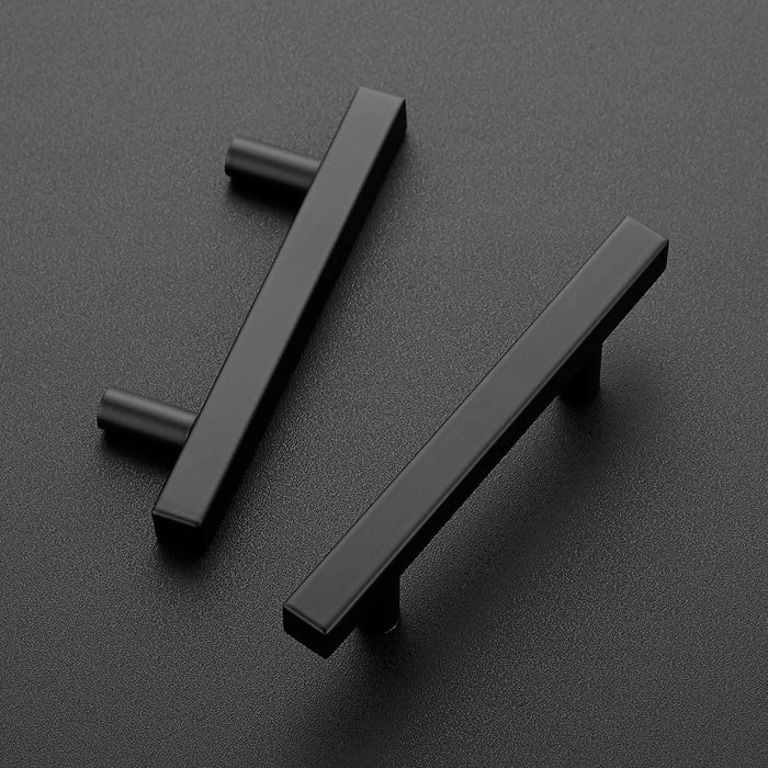 Ravinte 30 Pack Black Cabinet Pulls 3inch Matte Black Cabinet Handles Kitchen Pulls for Cabinets with Drill Mounting Template 5in Overall Length