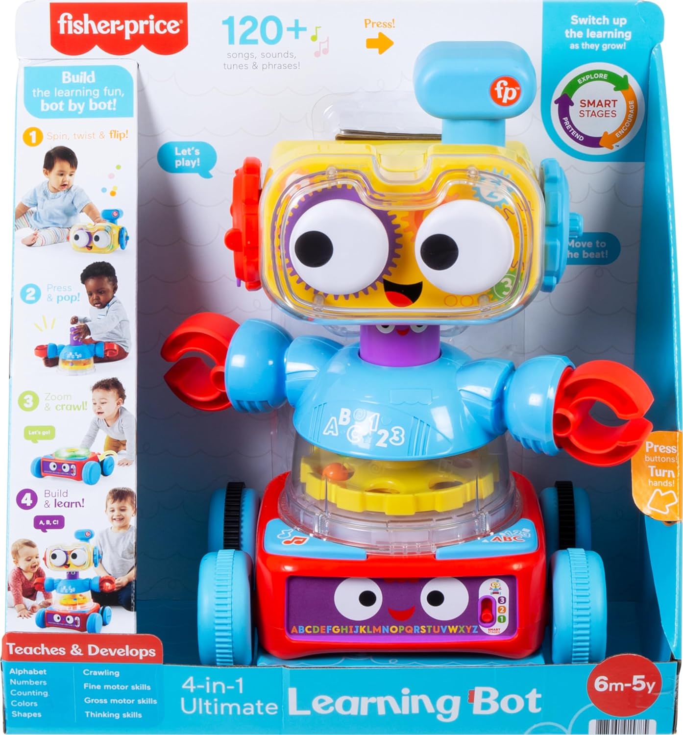 Fisher-Price Baby Toddler & Preschool Toy 4-in-1 Learning Bot with Music Lights & Smart Stages Content for Ages 6+ Months