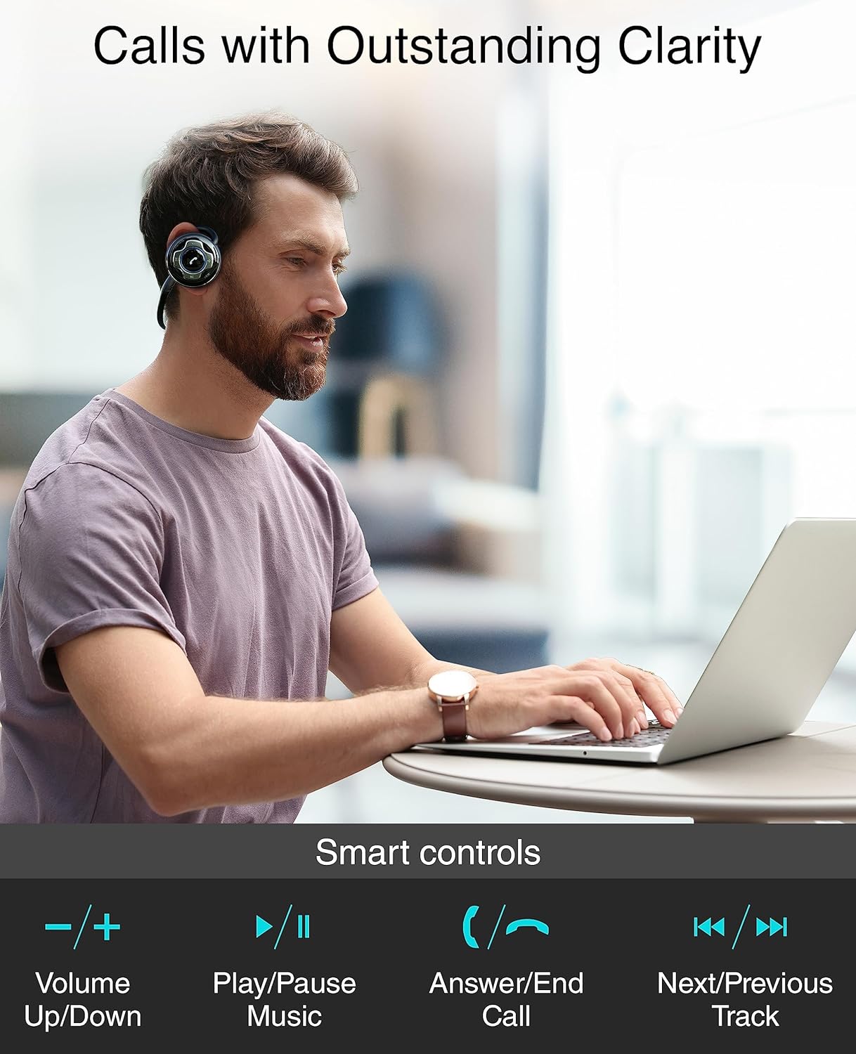 Kinivo BTH220 Bluetooth Stereo Headphone – Supports Wireless Music Streaming and Hands-Free Calling