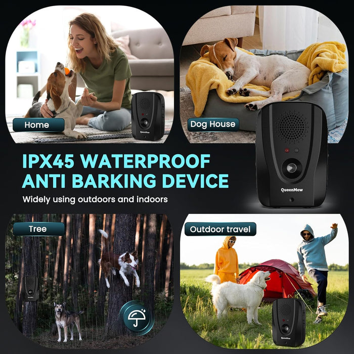 Anti Barking Device with Remote, Auto Anti-bark & 600FT Range Remote Training 2 in 1 Bark Control Device, Waterproof Outdoor Indoor Recording, Alarm, Dog Barking Deterrent Device