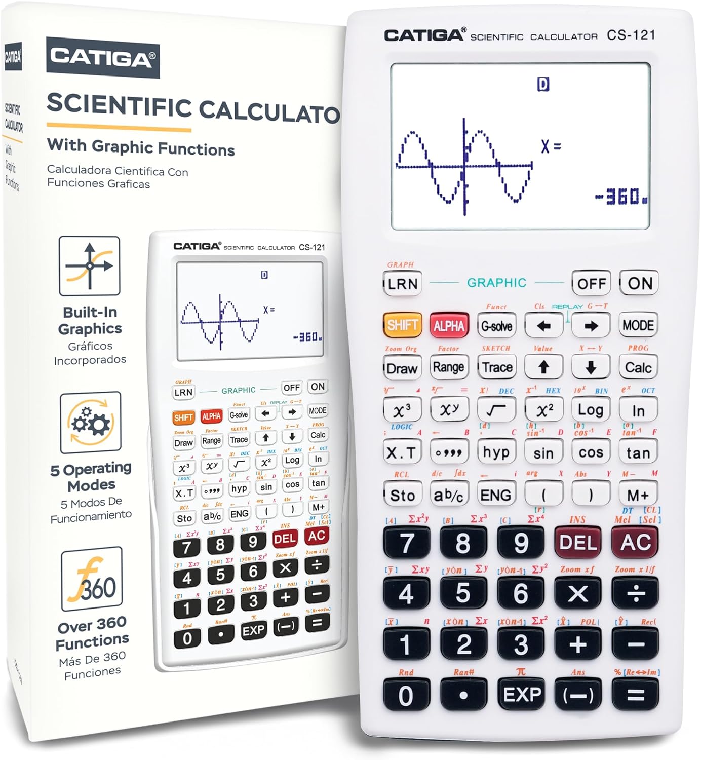 Scientific Graphic Calculator - CATIGA CS121 - Scientific and Engineering Calculator - Programmable System (White)