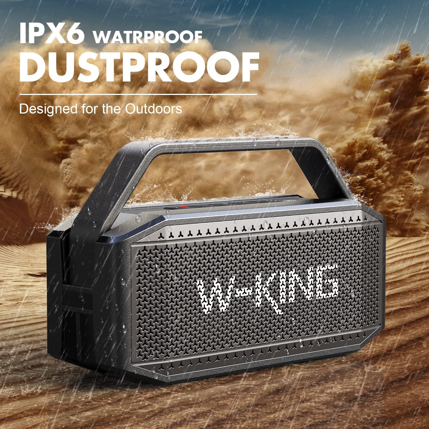 Bluetooth Speaker, W-KING (100W PEAK)60W RMS Portable Loud Wireless Speaker/Deep Bass, IPX6 Waterproof Outdoor Powerful Party Haut Parleur Speaker BoomBox, V5.0/40H Play/Power Bank/TF Card/AUX/NFC/EQ