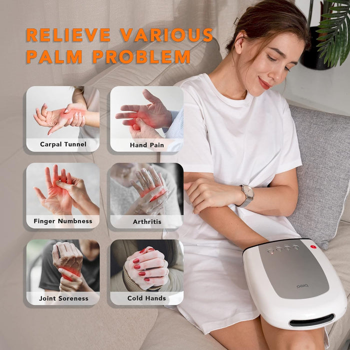 Breo iPalm520e Electric Hand Massager, Palm Massage Machine with Heating, Compression, Rechargeable for Relax, Arthritis, Cold Hands, Finger Numbness, Family Use, Mother's Day Gift