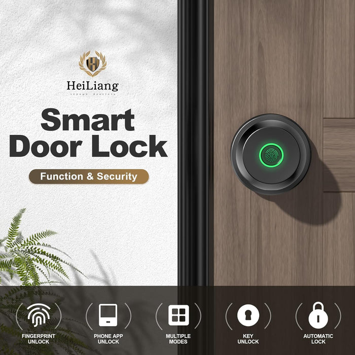 Smart Door Knob, Fingerprint Door Lock Smart Lock Biometric Door Lock Fingerprint Door knob with App Control Suitable for Bedroom,Cloakroom,Apartments Offices,Hotels(Black)