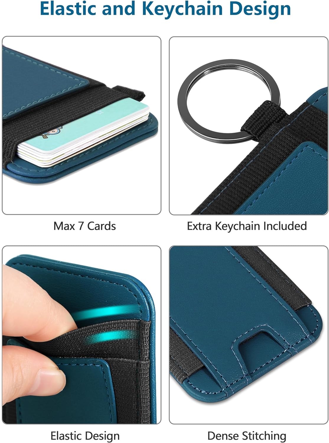 MagSafe Wallet for iPhone 15/14/13/12 Series, Blue, Vegan Leather, Hold 7 Cards, Magnetic