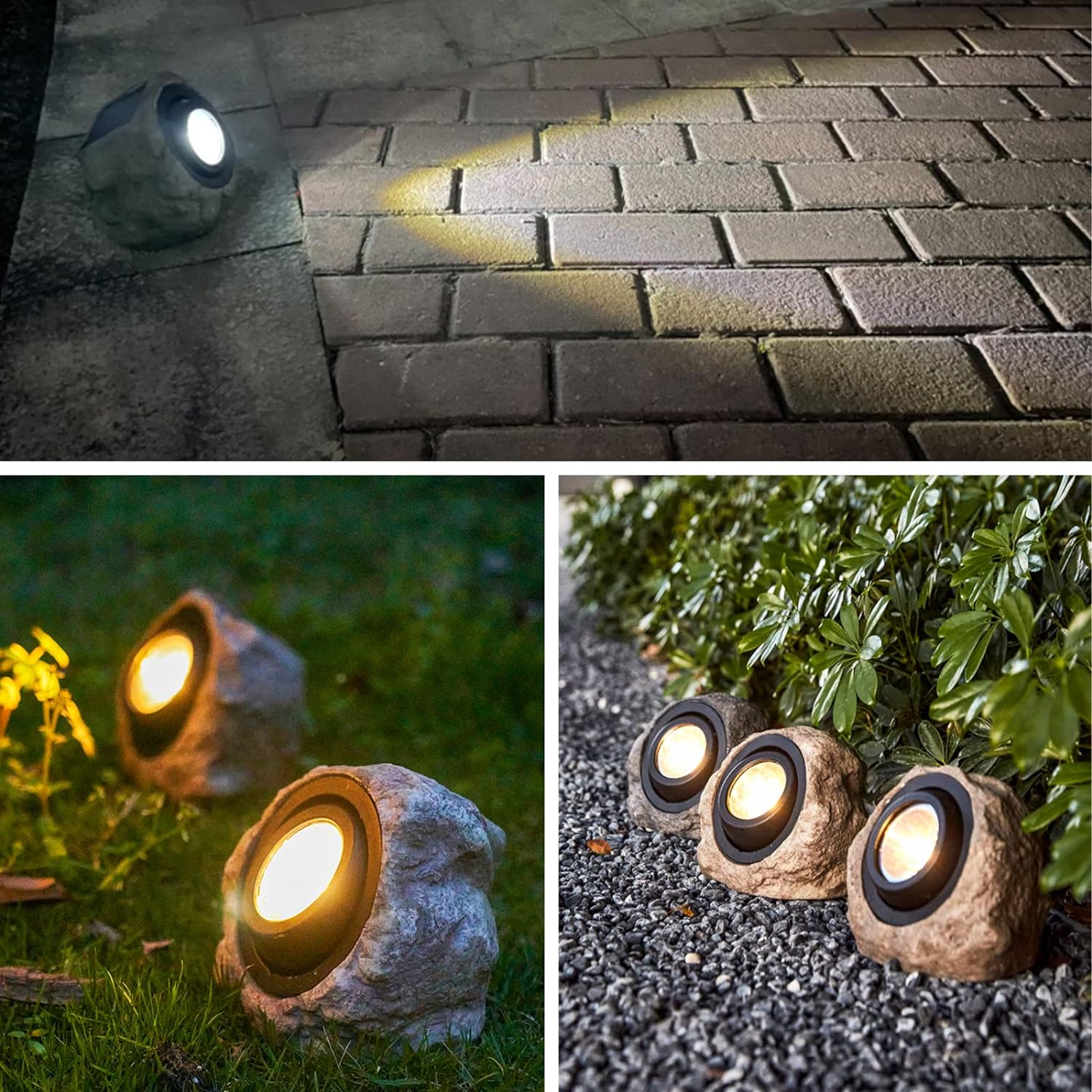 GOODFOEVER Rock Solar Garden Lights, Super Bright Solar Spot Lights, Solar Powered Landscape Lights Outdoor Decorative Waterproof LED Solar Lights for Pathway, Walkway, Yard