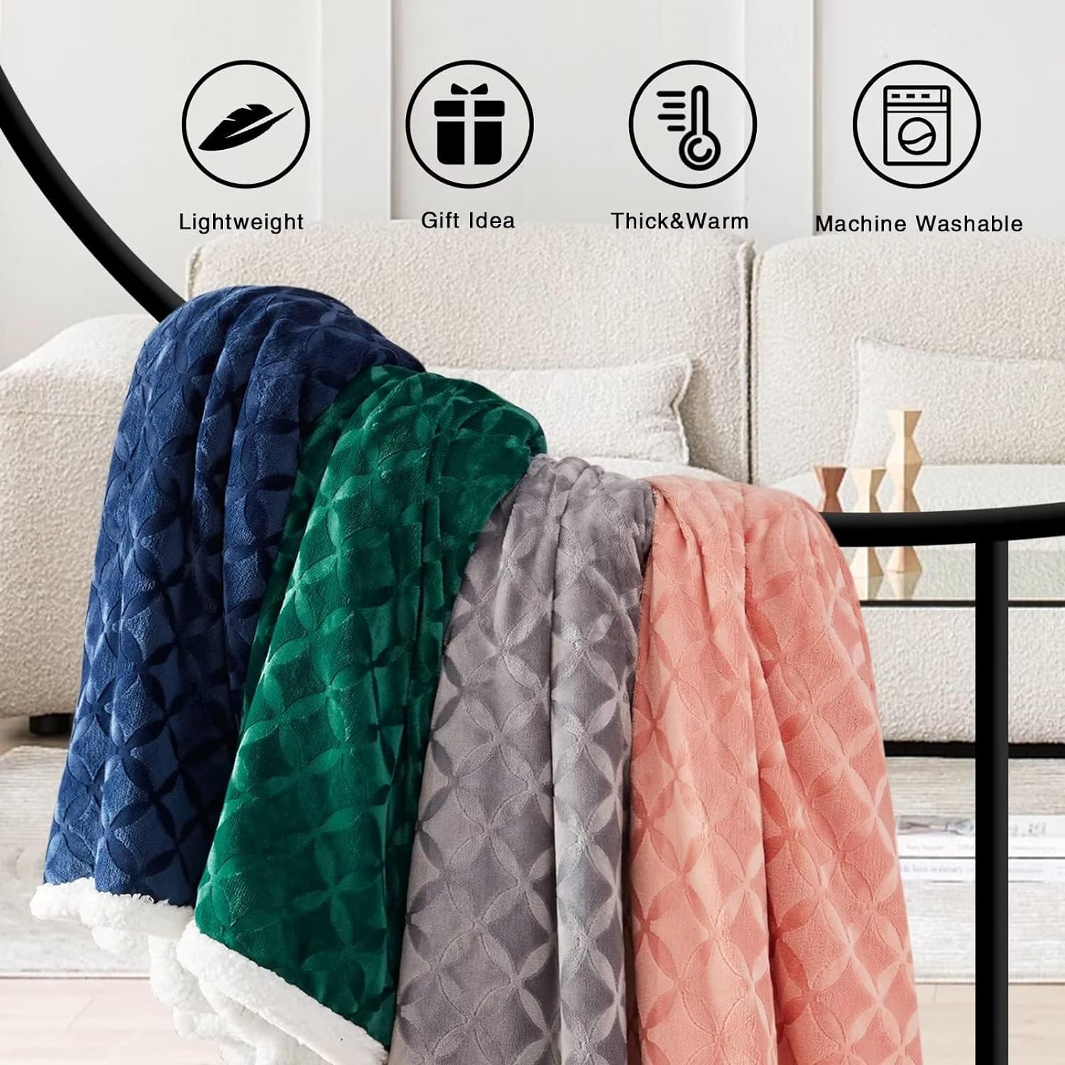 Inhand Sherpa Throw Blanket 51"x63"(Green) Warm Soft Large Sherpa Fleece Blankets and Throws Cozy Fluffy Reversible Flannel Fleece Blanket for Couch Sofa Bed Lap Plush Fuzzy Brushed Blanket